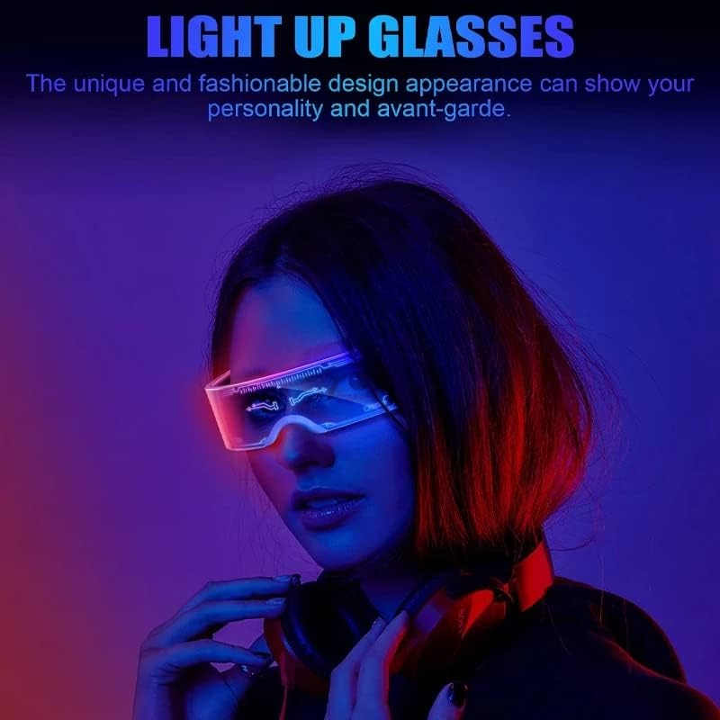 Led Очила за парти в чест на Хелоуин, Зареждащи се чрез USB Футуристични Киберпанковские Слънчеви очила с двустранно на горивото