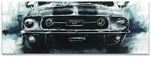 Отворени Пътни Марки на Ford Mustang, в Черно и Бяло Галерия, Увити Платно, Стенен Декор - Голям Ford Wall Art за Дневна, Спалня