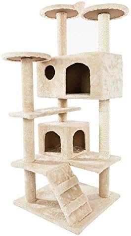 1287 - Мебели за Етажната собственост Cat Tree Tower, Когтеточка, Игралната Къщичка за домашни любимци, Бежово–Кафява - QQ05 (Кафяв)