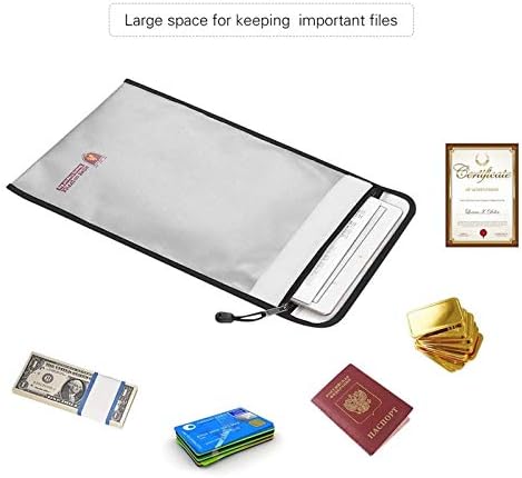 Teerwere Огнеупорна чанта за пари, Огнеупорна чанта за документи, Водоустойчив Пожароустойчива чанта със силиконово покритие, Чанта за пари (Цвят: сребърен размер: One Siz