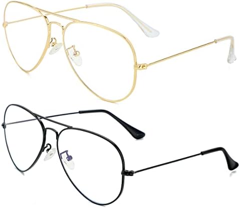 Авиаторски Прозрачни Лещи на Очила за Жени, Мъжки Очила Без рецепта Синя Светлина Блокер Лещи Метална Дограма