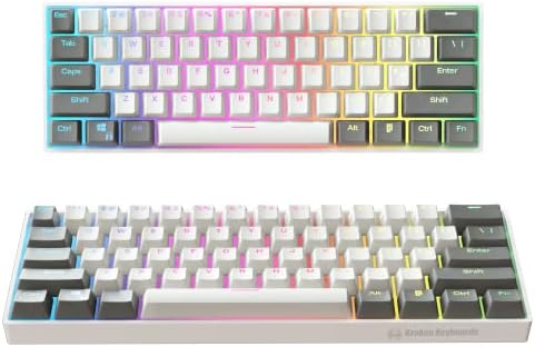 Механична клавиатура Kraken Pro 60 Wolf Edition 60% сив и бял цвят, подходящ геймърска подложка за мишка XXL (детска инсталация