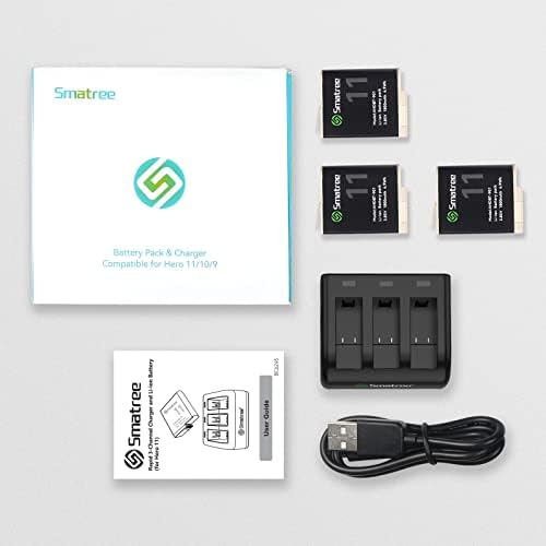 Селфи-стик Smatree Телескопична е Съвместим с GoPro + Батерии Съвместими с GoPro Hero 11, Hero 10, Hero 9 Черен