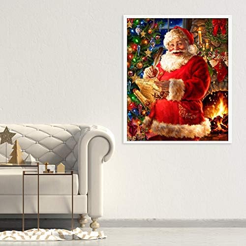 Коледни комплекти за Диамант живопис САМ 5D, Определени за Диамант рисуване по Номера, Пълна Кръгла Бормашина, Коледна Украса, Кръгла,