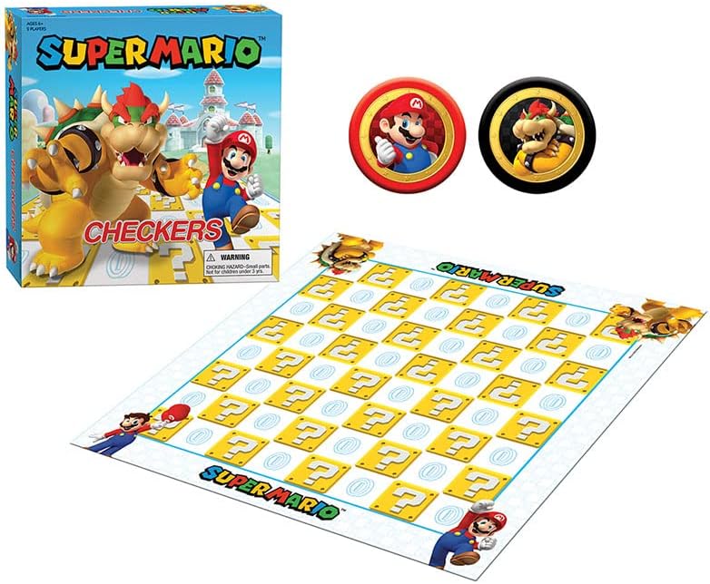 Игри набор от USAOPOLY Super Mario Vs Bowser Checkers | С участието на Марио и Боузера | Пулове Са идеални за феновете на Марио, номер на модела: CK005-637-001900-06