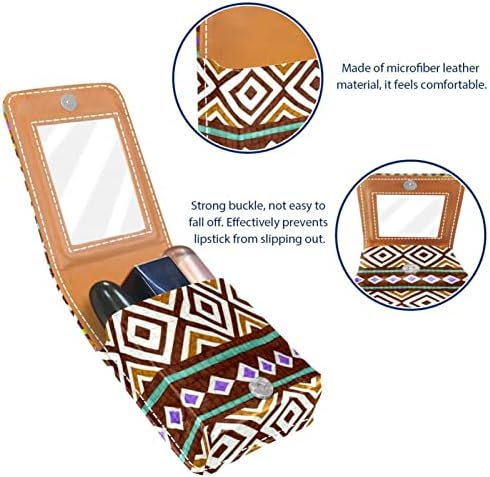 Мини-Калъф за Червило с Огледало за Чантата си, Ацтекские Етнически Мотиви Преносим Калъф Титуляр Организация