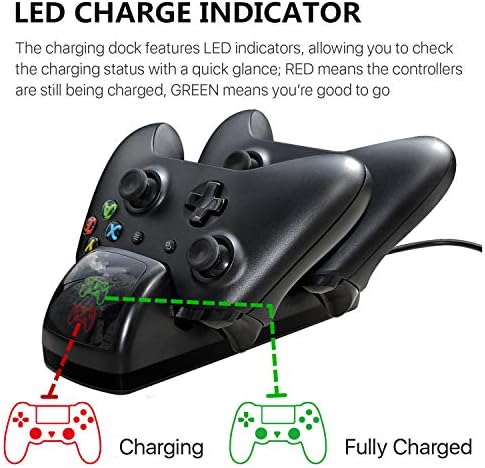 Зарядно устройство за контролер CICMOD за Xbox One, 2 бр, Зарядно устройство за зареждане на Акумулаторни батерии, Черен