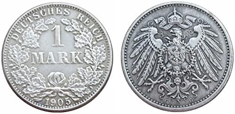Възпоменателна Монета от Германската 1 Марка 1905 г. ADEFGJ, Чуждестранна Копие, сребърно покритие Възпоменателна Монета