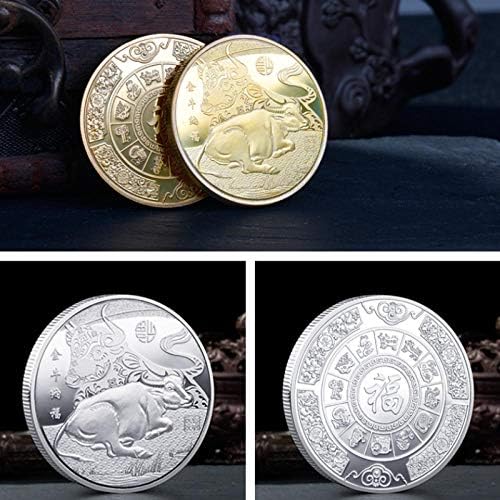 Точно копие на Възпоменателни монети 2021 година е Година на Бика Айде Позлатен Паметник Стая Пролетния Фестивал Завръщане у Дома