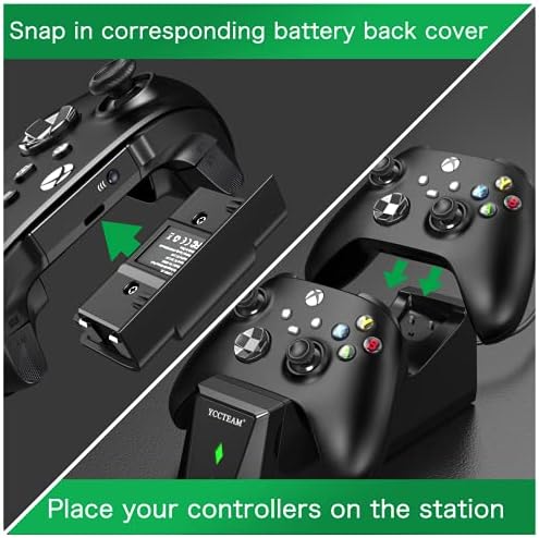 Зарядно устройство за контролер с батерии с капацитет 2x1000 ма контролера на Xbox X series|S, Двойно зарядно устройство ще захранване на зарядно устройство YCCTEAM за батерият