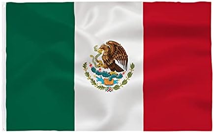 Знаме на Мексико 3x5 Фута - Мексико Националните Флагове От Качествен Полиестер за стая/на улица с Ярки Цветни Пръстени, Люверсами