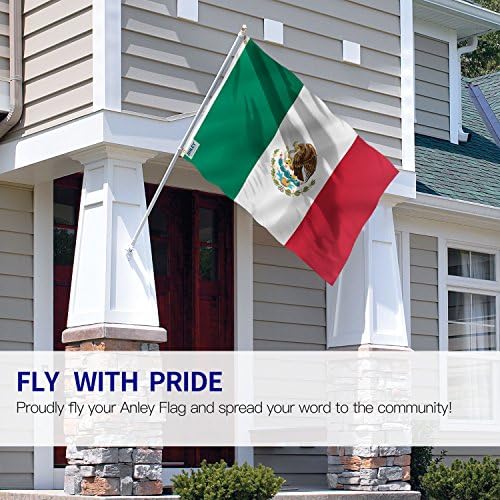 Мексикански флаг ANLEY Fly Breeze размер 3x5 фута - Ярък цвят и защита от избледняване - Платно надмощие с двойна миг - Мексико националните флагове MX от полиестер с медни вту
