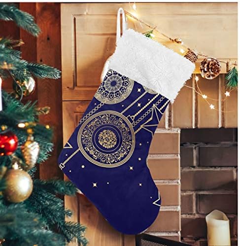 Коледни Чорапи ALAZA, Украси за Коледната елха, Класически Персонализирани Големи Чулочные Украса за семейни Тържества, декорация за Партита, 1 опаковка, 17,7