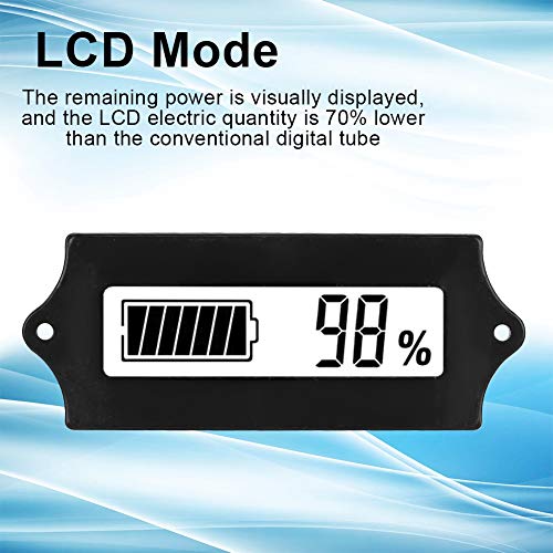 Измерител на Капацитет LCD-батерия, Мощност на батерията 12-84 В, Цифров LCD Дисплей, М Напрежение, Волтметър със Светлинна Аларма (Бял)