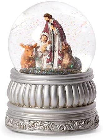 Римският 5,75Бяло-Червена Музикален Завъртете Купола на Светото Семейство с Настолен Снежна Топка Свето Рождество