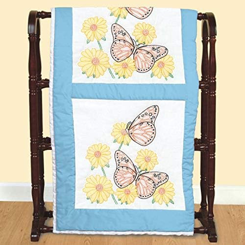 Блок за Стеганого одеяла с пеперуди Jack Dempsey Needle Art, бял