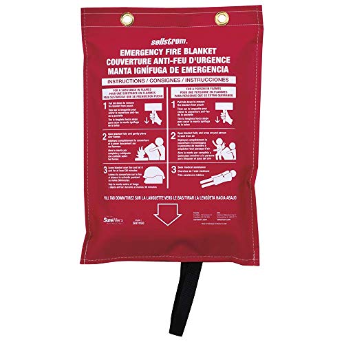 Термостойкое Противопожарно одеало от Стъклени влакна с Червен Винил Извънбордов чанта, 6 'x 5', Бяло