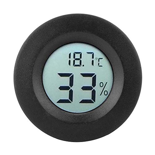 Мини Кръгови Вграден Цифров LCD Термометър-Влагомер, Влага, Индикатор за Температура, Измервателният за Домашния Офис (черен)