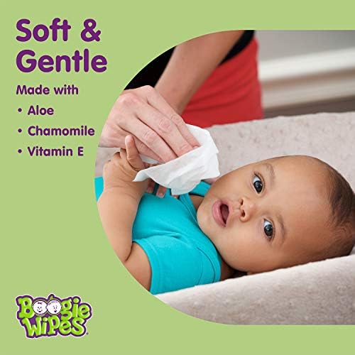 Бебешки кърпички без мирис Boogie Wipes Мокри кърпички за лице, ръце, тяло и носа, отговарят на изискванията на HSA / FSA, са Произведени с витамин е, алое, лайка и натурален фи