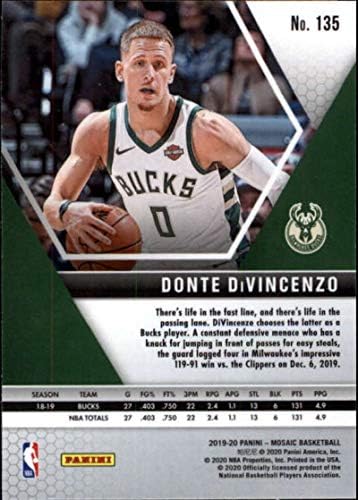 2019-20 Мозайка Панини 135 Търговска картичка Донте ДиВинченцо Милуоки Бъкс Баскетболно НБА