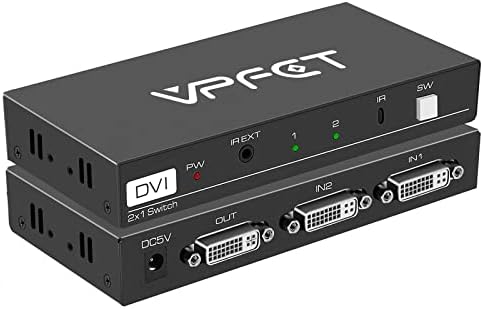 Преминете VPFET DVI 2 в 1 От 4K DVI 2 Порт с IR дистанционно управление DVI 2x1 Подкрепа 4096x2160 @ 30 Hz Избора DVI за преносими
