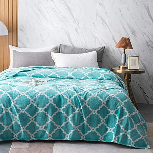 Флисовое Одеяло от Микрофибър с принтом Trellis Capri от колекцията Chezmoi - Супер Мек Уютно Лесно Покривка за легло - Twin Size