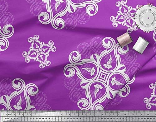 Памучен трикотажная плат Soimoi с флорални принтом и модел Ogee от дамасской плат с ширина 58 см