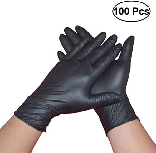 Lurrose 100ШТ за Еднократна употреба Черни Латексови Ръкавици Медицински Ръкавици Без Прах Татуировки Ръкавици За Пиърсинг Изпита