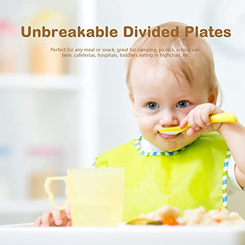 Разделението чиния за деца, Нечупливи Разделени чинии от екологично чист полипропилен, Четири отделения с капак за домашна употреба
