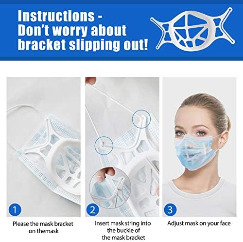 10 X Модернизираната 3D силиконовата маска за лице - Вътрешна поддържаща рамка маски за лице - Повече място за по-удобно дишането, Предпазва червило, която може да се п?