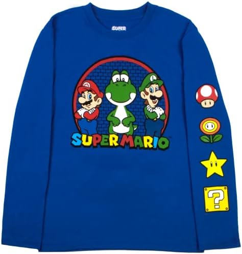 Комплект от 2 тениски с дълги ръкави за момчета Nintendo Kids Super Mario Bros Mario & Luigi / Комплект от 2 тениски за момчета