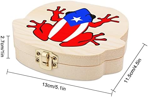 Пуерто Рико Флаг Жаба Феята На Зъбките Скоростна Сладък Спомен Държачи За Зъби Дървена Кутия За Съхранение На Загубени Зъби Защита
