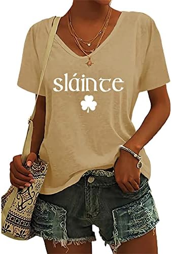 fiogomis Женска тениска Slainte Slainte с дълъг ръкав в Деня на Св. Патрик, Hoody Sharock, Ризи с дълъг ръкав за жени