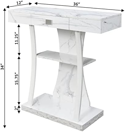 Конзола маса с рафтове от Ньюпортской концепция за обзавеждане, изкуствен мрамор цвят бял/White