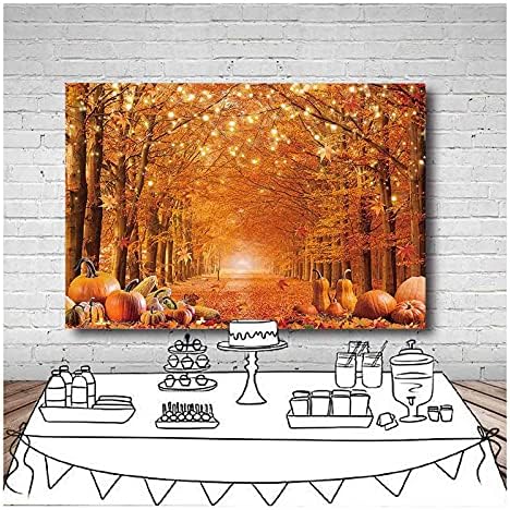 Есенни Листа Клен гори, Блестящи Фонове, за Снимки с Тыквенным Дърво, 7x5 фута, Винил Фон за Снимки с Тиква в Деня на Благодарността,