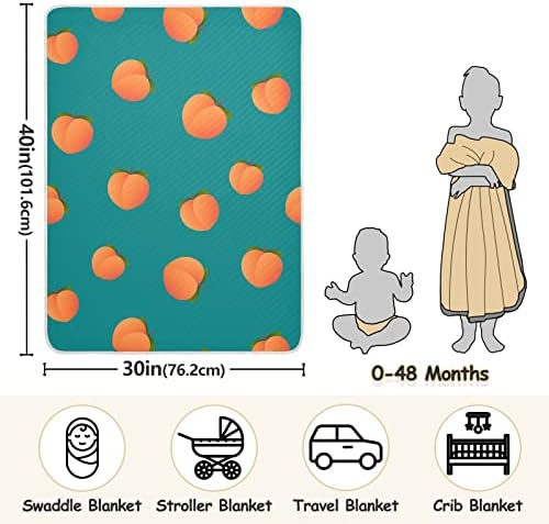 Пеленальное Одеяло с Персиковым модел, Оранжеви Плодове, Зелени Памучни Одеало за Бебета, Като Юрган, Леко Меко Пеленальное одеало