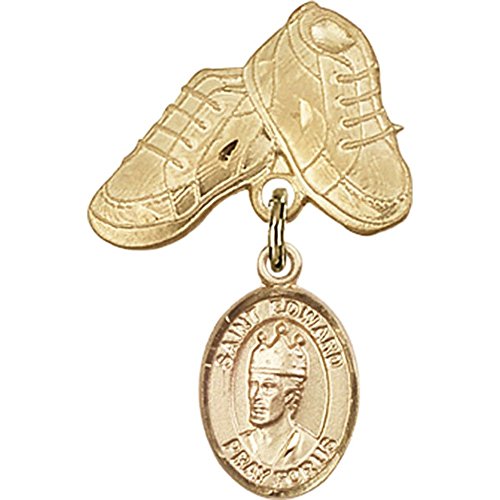Детски иконата със златен пълнеж, талисман на Свети Едуард Изповедник и игла за детски сапожек размер 1 X 5/8 инча
