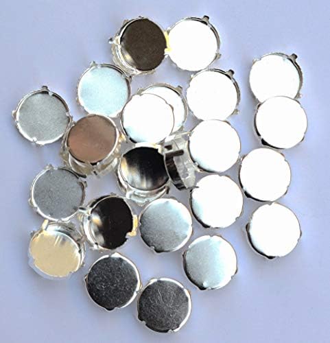 DS-58886 Сребрист Цвят, Метален нокът със затворена задната част, дограма за кръгли кристали, Кристал, 4 отвора, 6 мм, 8 мм, 10