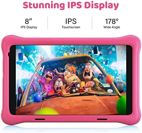 HAPPYBE 8-инчов детски таблет с 8-инчов дисплей, 1080p Full HD, Четириядрен Android 10, 32 GB, Родителски контрол, Има Kidoz, Wi-Fi,