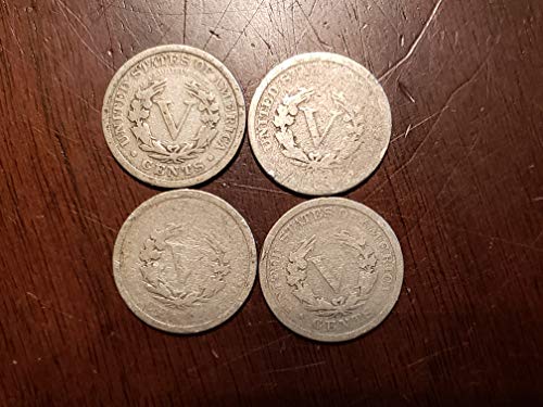 От 1883 до 1899 година в САЩ пятицентовые монети Главата на свободата (Barber) - серия от 4 монети - Все различни дати, - Всички до 1900 година средно по 5 цента, издаден в VG
