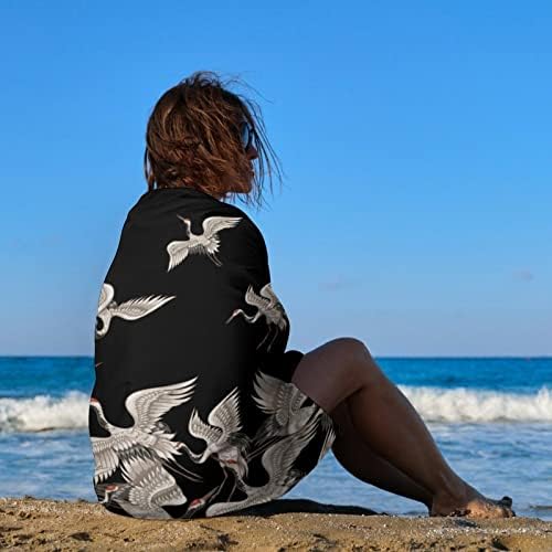 Плажни Кърпи White Cranes за Пътуване, Быстросохнущее Кърпа за Плувци, Плажни Кърпи със защита от пясък за Жени и Мъже