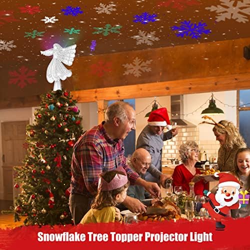 Topper за Коледната елха, Topper за Коледно Orenic Ангел, Осветен Led Въртящ Проектор под формата на Разноцветни Снежинки, Topper