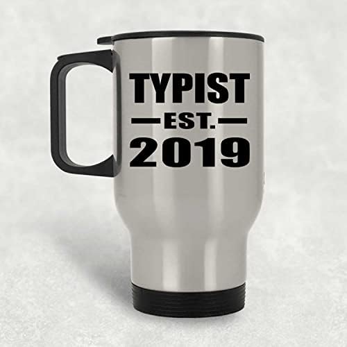 Designsify Typist Създадена през 2019 г., Сребърна Чаша за Пътуване, 14 грама, на Изолиран Чаша от Неръждаема Стомана, Подаръци
