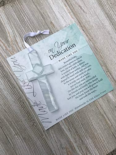 Стъклена кръст ръчно изработени от САЩ с надпис потребителското доверие - идеален подарък за спомен за детето