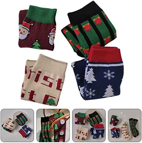 ABOOFAN 4 Двойки Коледни Детски Чорапи, Топли Зимни Чорапи за екипажа, Памучни Чорапи Унисекс, Празничен Подарък За Рожден Ден, Детски Чорапи