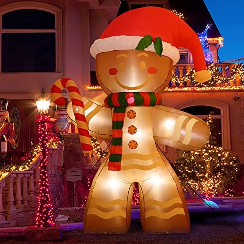 8-Подножието Коледни Надуваеми Украшения, Човечето човече с Вградени светодиоди, Надуваеми Надуваеми играчки за Коледно парти, декорация