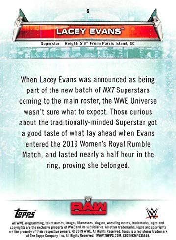 Търговската картичка е начинаещ WWE в женската дивизия №6 2019 година Лейси Еванс RC Борба Trading Card