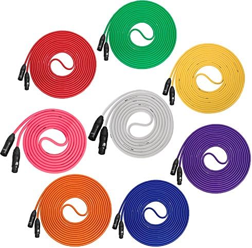 LyxPro Кабел Пакет, 8-Опаковане, Многоцветни Микрофонные XLR кабели за професионални микрофони и устройства с дължина 100 метра