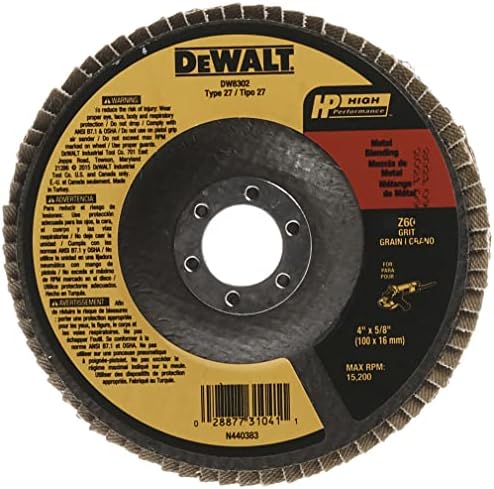 Шарнирен диск за ъглошлайф машини на DEWALT DW8302 с размер от 4 до 5/8 инча с 60 Шкурка Цирконий