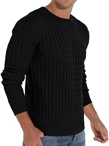 Мъжки Пуловер Askdeer, Пуловер с кръгло деколте, Класически Меки Възли Пуловери с Оребрени ръба